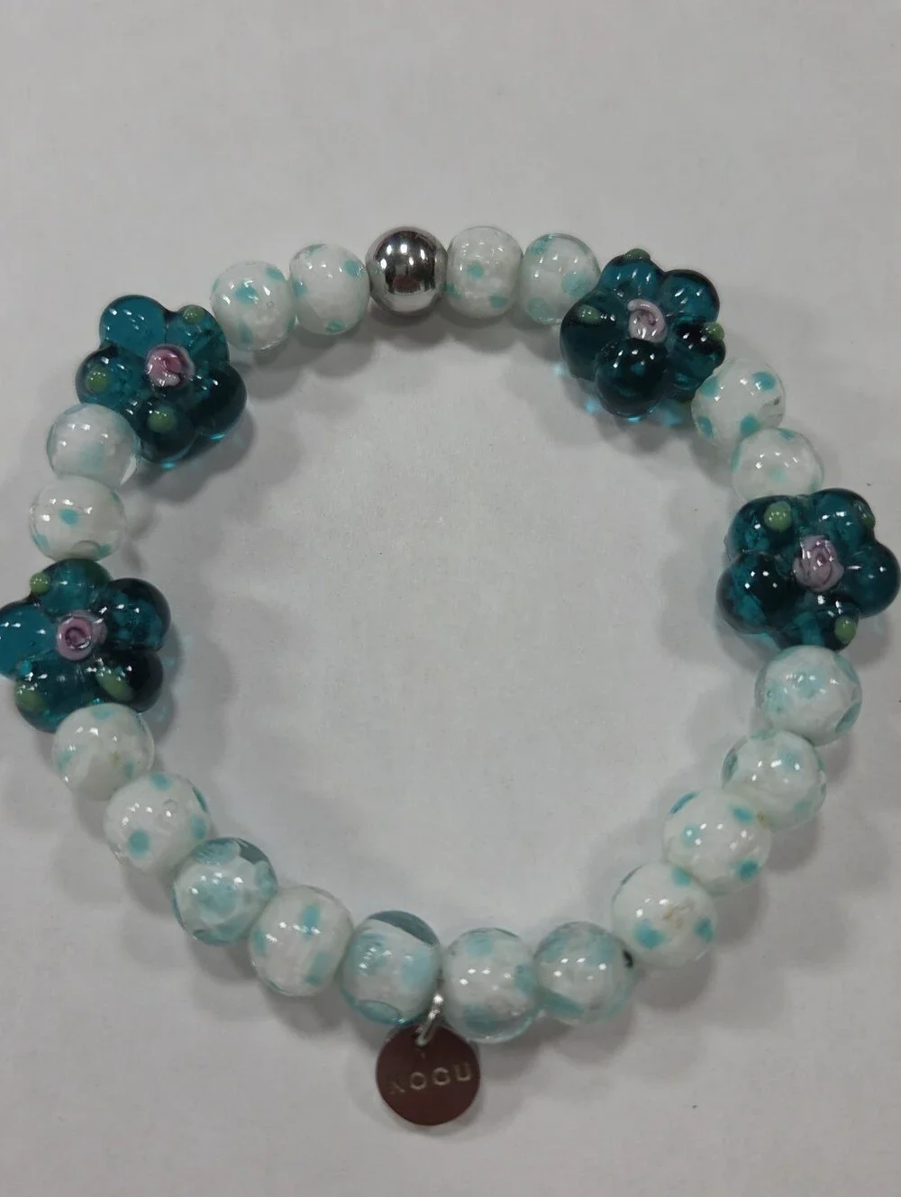 🆕️ NOGU Lagoon Magnolias Firefly Glass Flower Bracelet